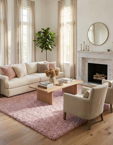 Pink Soft Solid Shag Rug