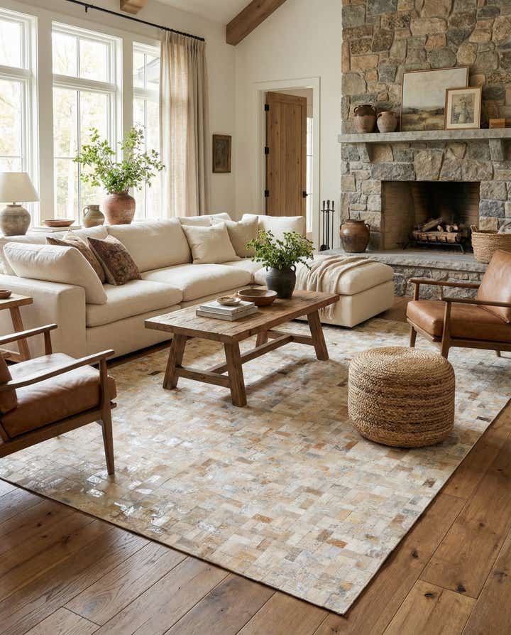 5' 3 x 7' 6 Cowhide Stocks Rug