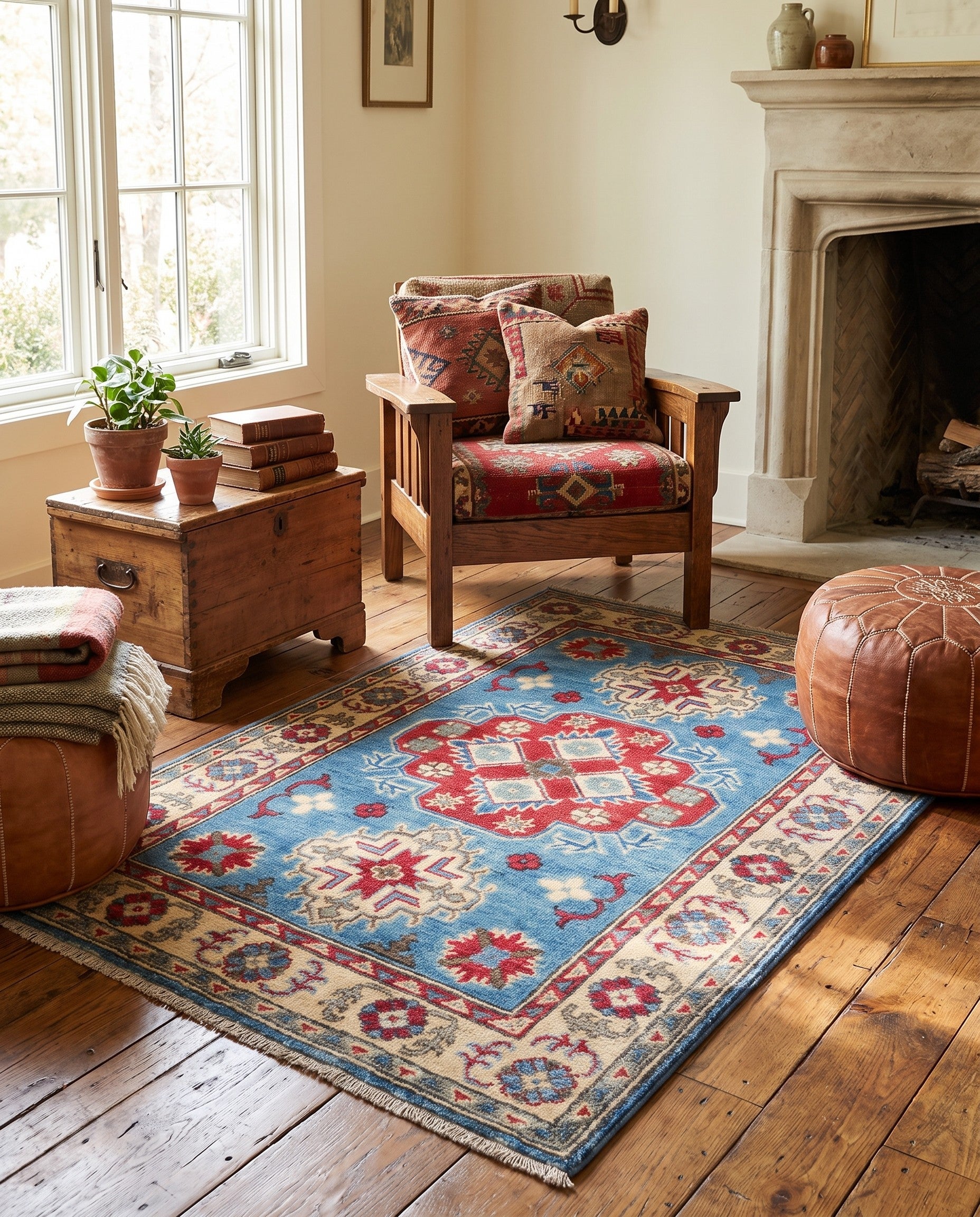 2' 7 x 4' Hand Knotted Kazak Rug
