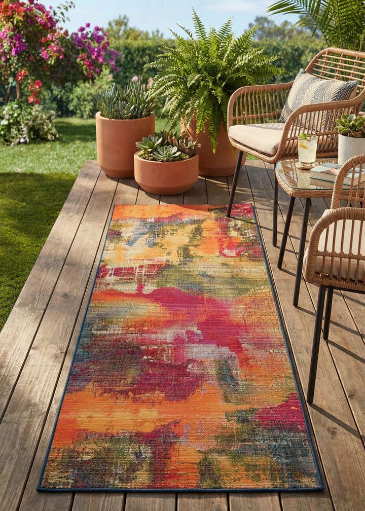 2' 7 x 7' Easy-Clean Modern Indoor / Outdoor Runner Rug