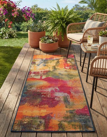 2' 7 x 7' Easy-Clean Modern Indoor / Outdoor Runner Rug