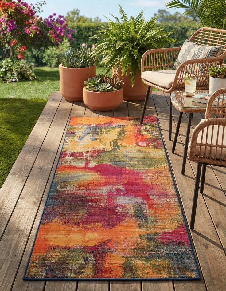 Detail image of 2' 7 x 7' Easy-Clean Modern Indoor / Outdoor Runner Rug