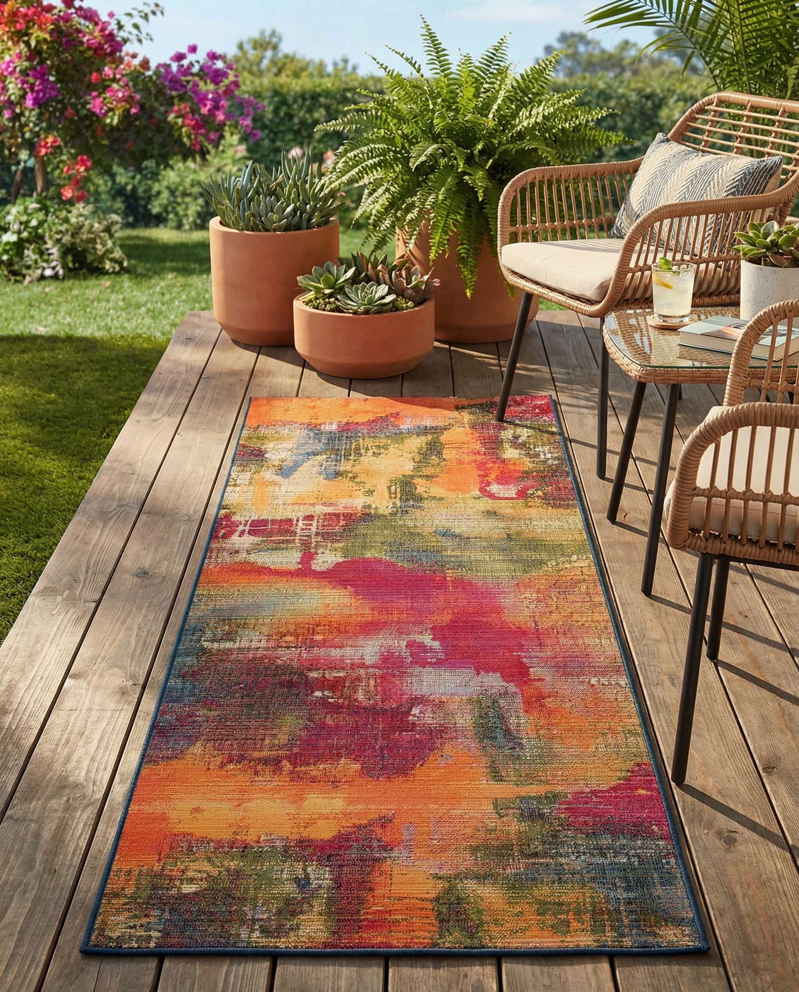 2' 7 x 7' Easy-Clean Modern Indoor / Outdoor Runner Rug