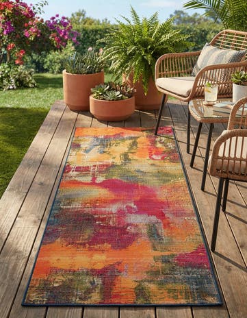 2' 7 x 7' Easy-Clean Modern Indoor / Outdoor Runner Rug