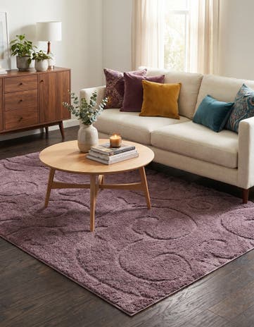 Violet Botanical Shag Rug