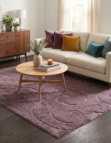 Violet Botanical Shag Rug