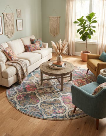 Dark Beige Aria Round Rug