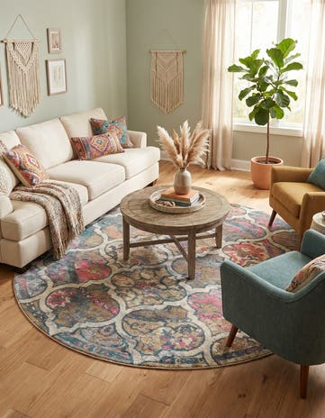 Dark Beige Aria Round Rug