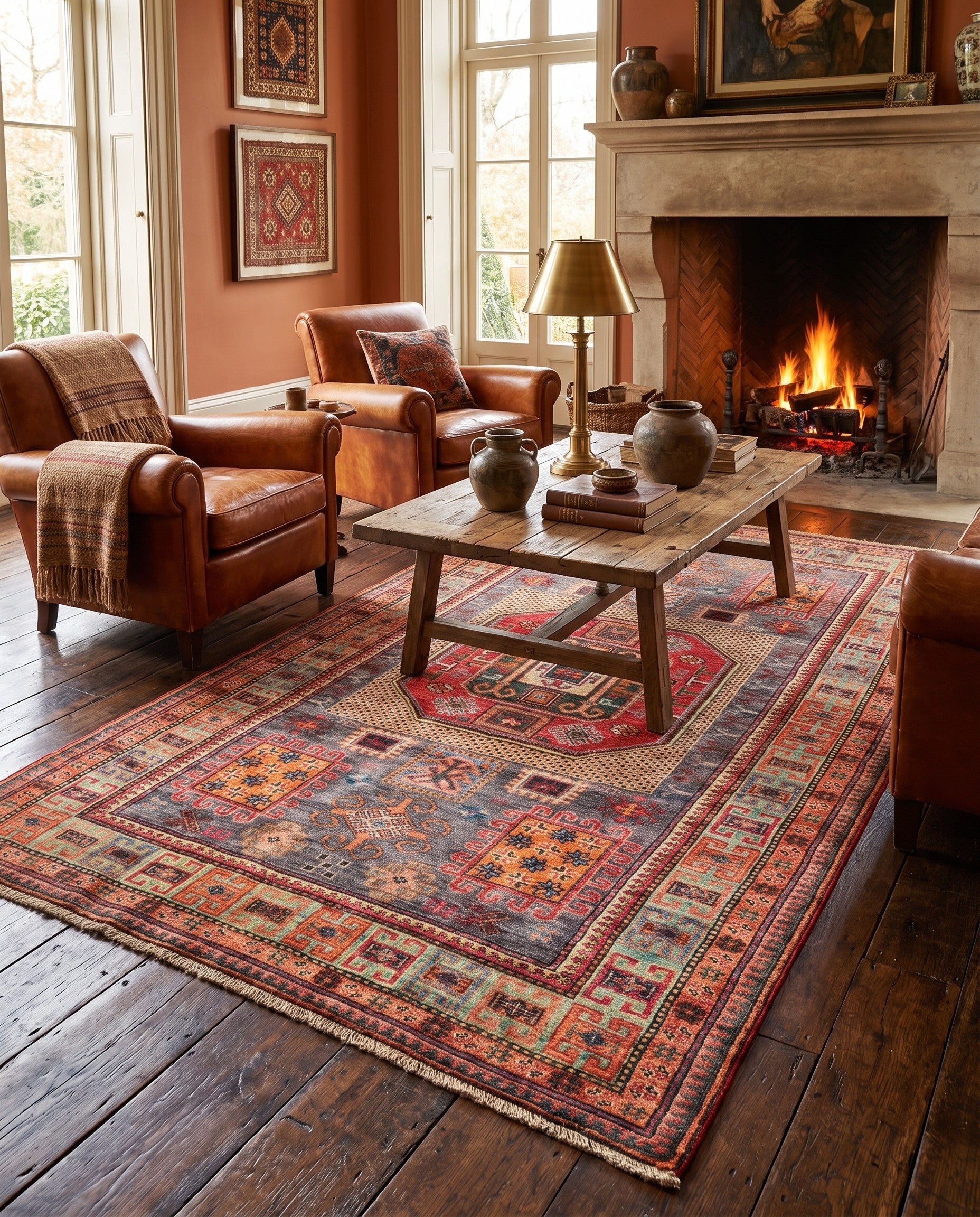 4' 3 x 6' 6 Hand Knotted Kazak Rug