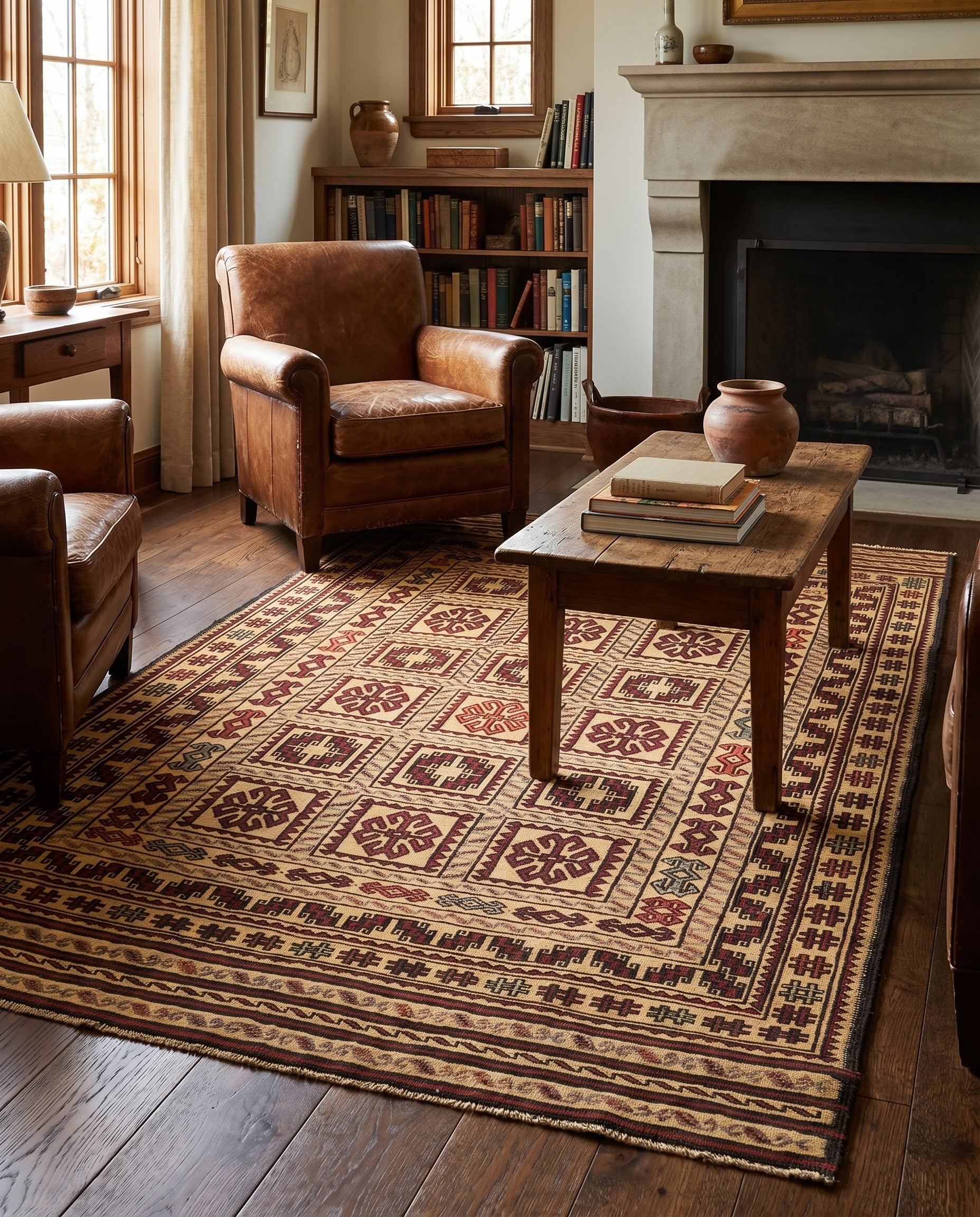 3' 11 x 6' 8 Hand Knotted Sumak Wool Rug