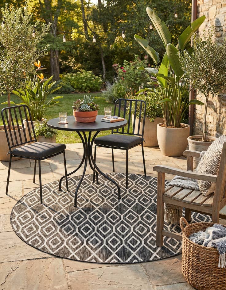 Detail image of 6' 7 x 6' 7 Washable Jill Zarin Turks and Caicos Indoor / Outdoor Round Rug