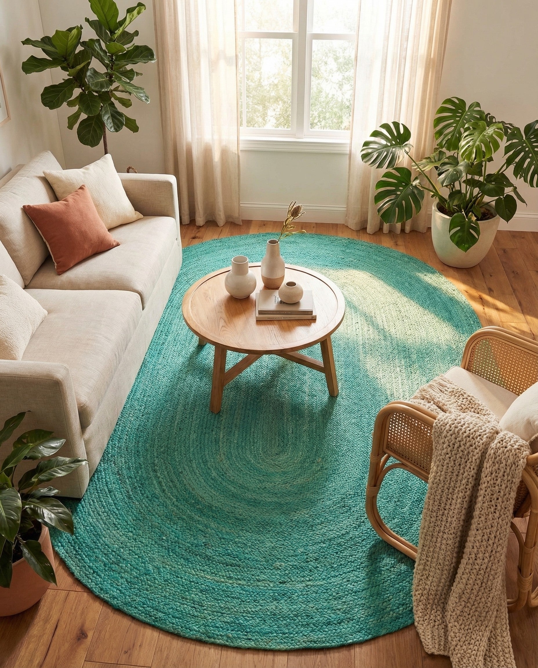 Primary image  8' x 10'  Hand Braided Jute Oval Rug