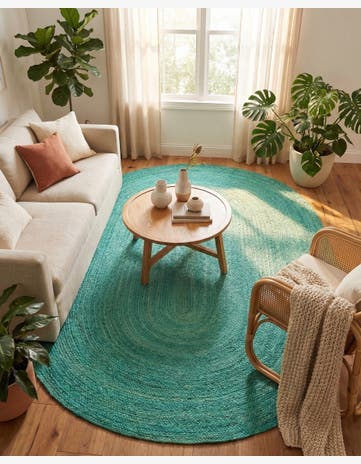 8' x 10' Handmade Braided Jute Oval Rug
