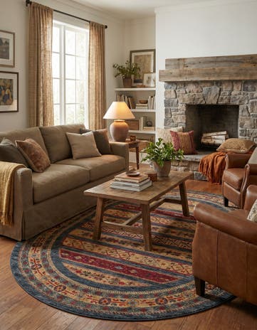 Blue Kashkuli Gabbeh Oval Rug