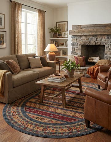 Blue Kashkuli Gabbeh Oval Rug