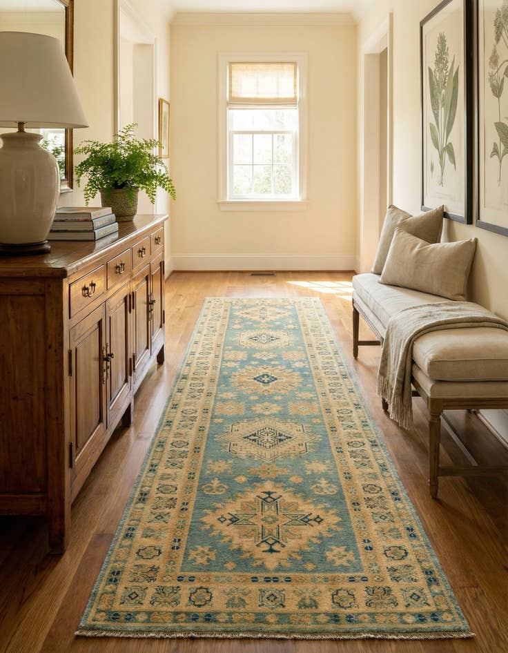 Detail image of 3' 3 x 11' 9 Hand Knotted Oushak Wool Runner Rug