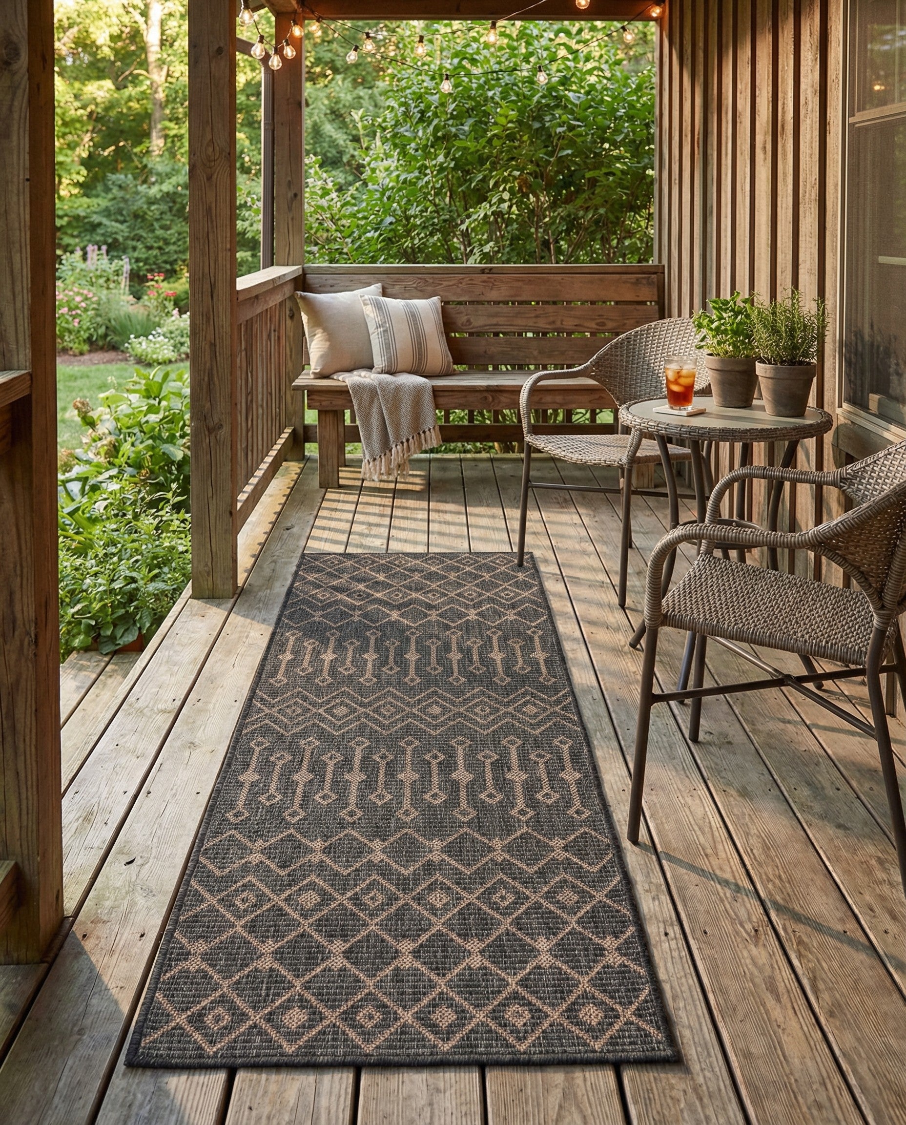  2' x 5'  Washable Lattice Indoor / Outdoor Runner Rug
