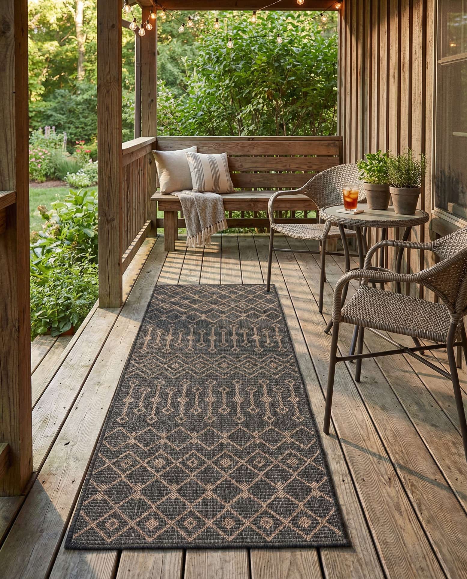 2' x 5' Easy-Clean Lattice Indoor / Outdoor Runner Rug