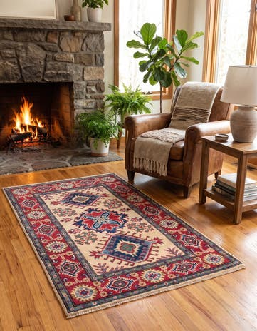 80cm x 125cm anudado a mano Kazak Alfombra