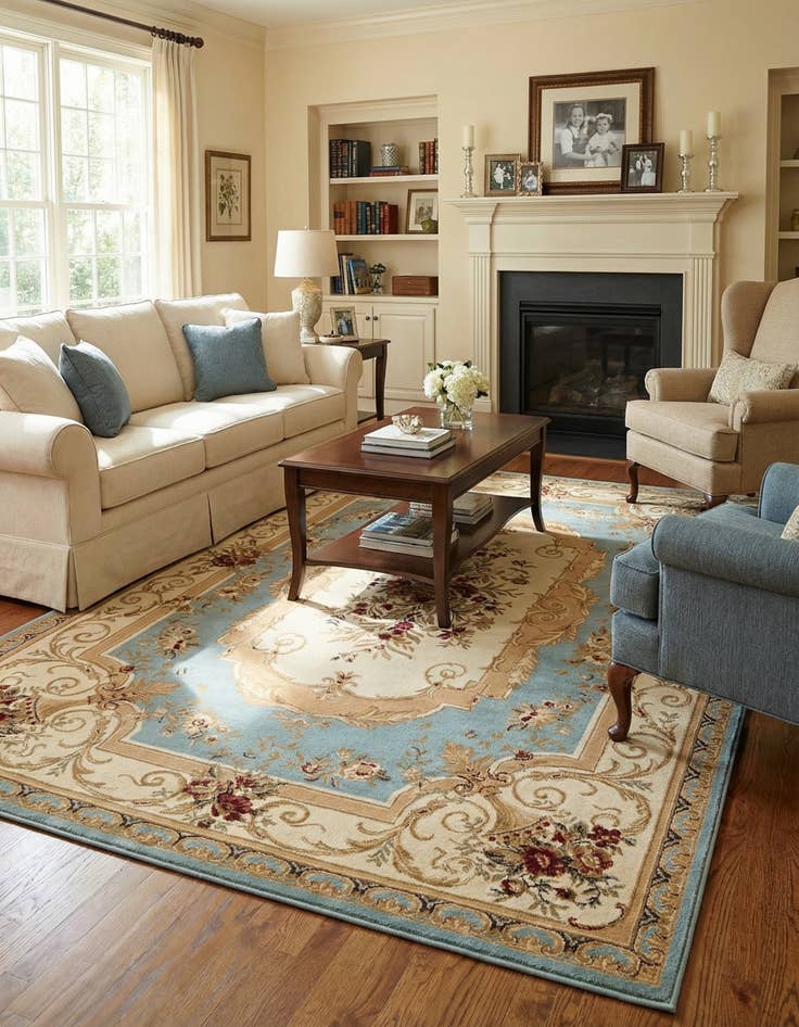 Detail image of 7' 10 x 11' Classic Aubusson Rug