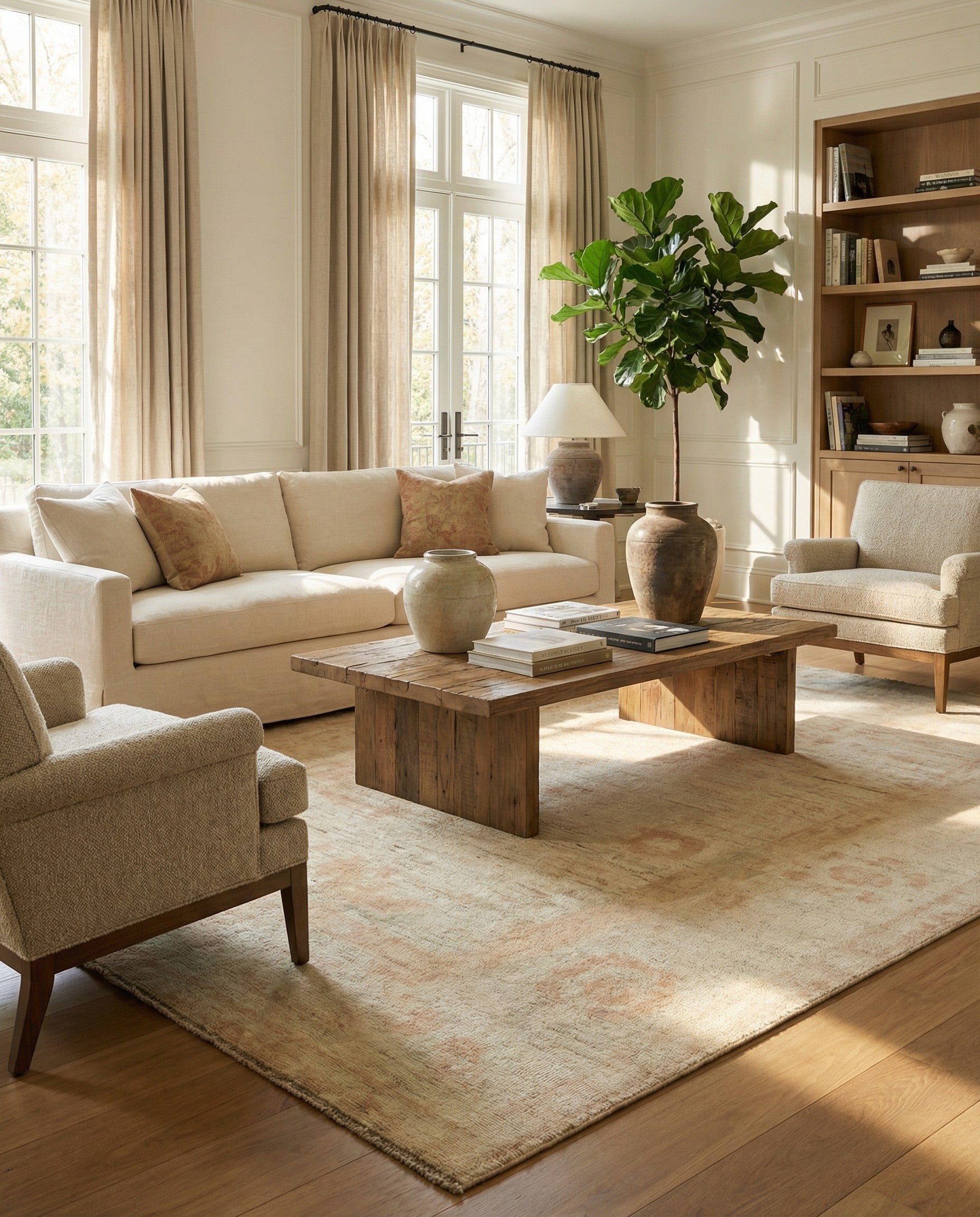 8' x 10' Hand Knotted Oushak Wool Rug