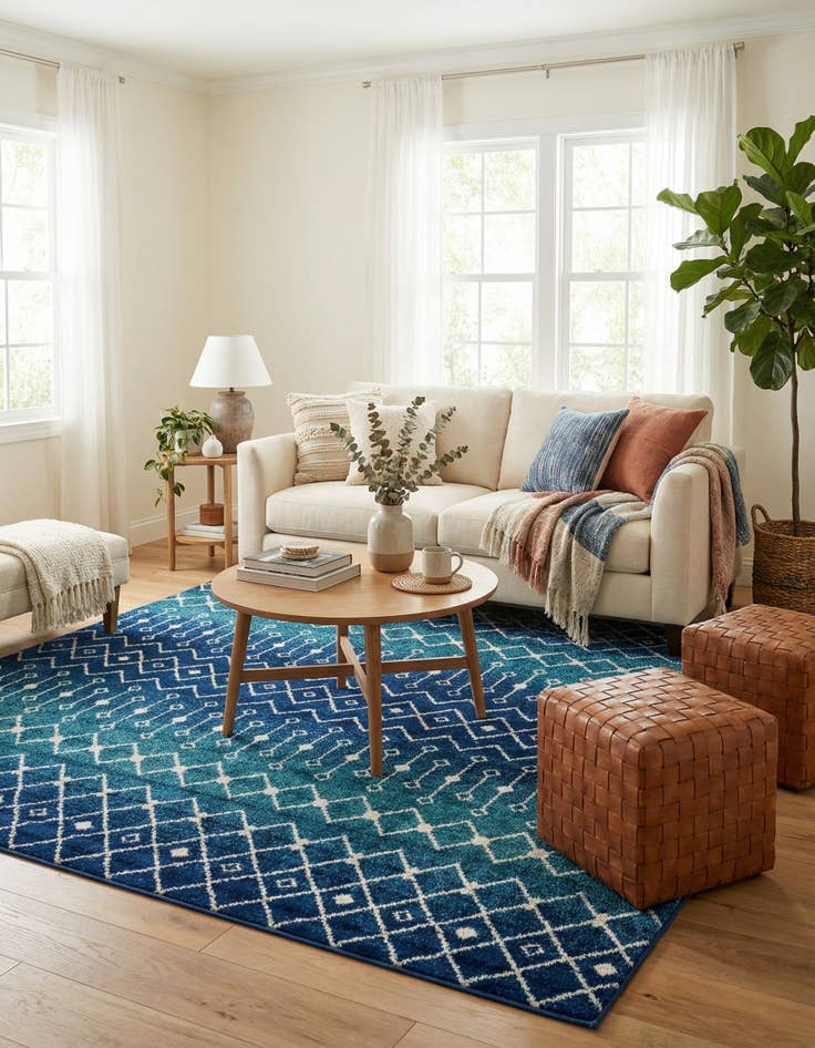 Detail image of 10' x 10' Moroccan Trellis Square Rug