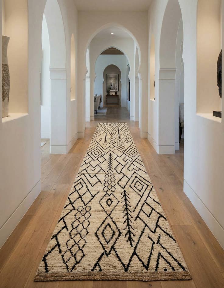 Detail image of 3' 4 x 16' 4 Hand Knotted Moroccan Wool Runner Rug