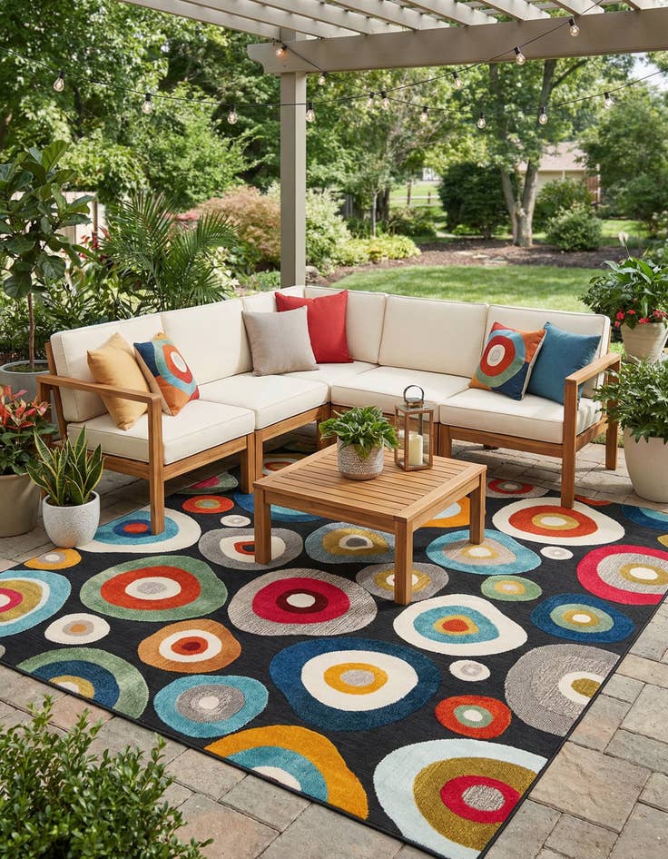 Detail image of 10' x 10' Easy-Clean Casablanca Indoor / Outdoor Square Rug