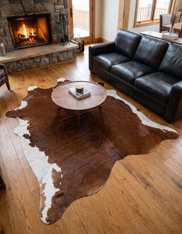 6' 2 x 6' 8 Cowhide Leather Square Rug