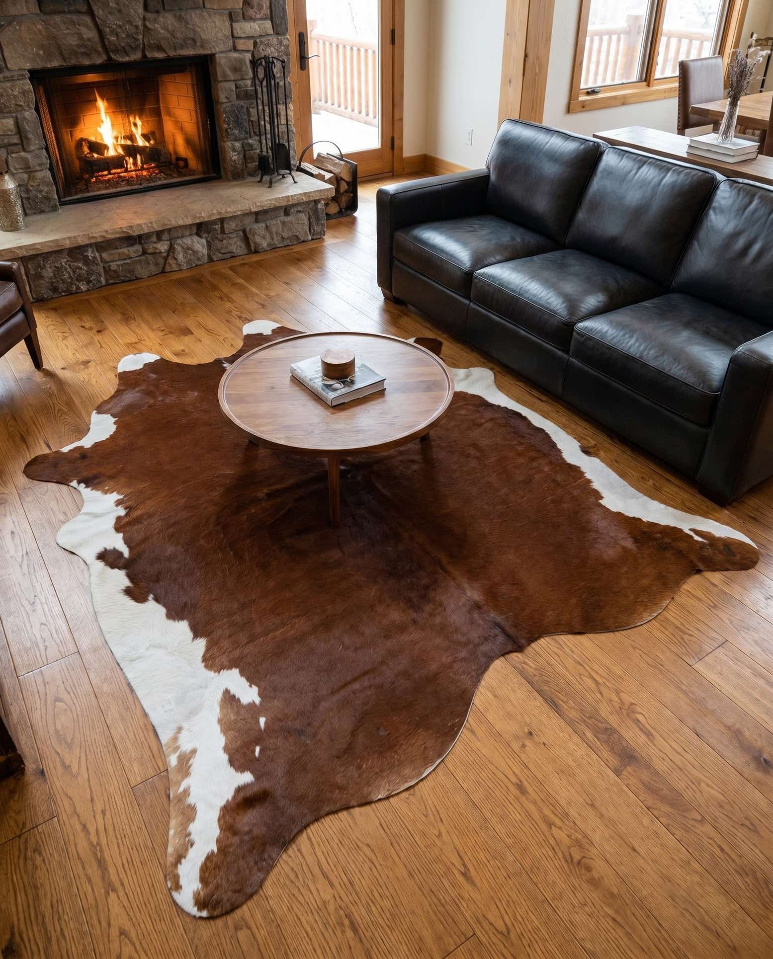 6' 2 x 6' 8 Cowhide Leather Square Rug
