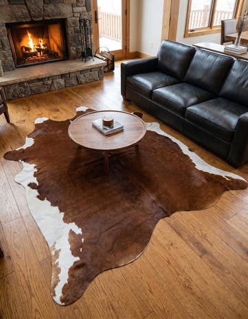 6' 2 x 6' 8 Cowhide Leather Square Rug