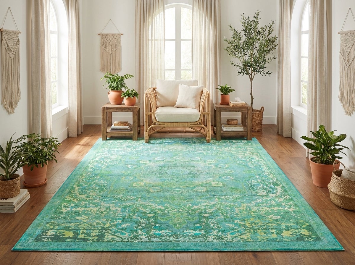 Washing machine with washable rug