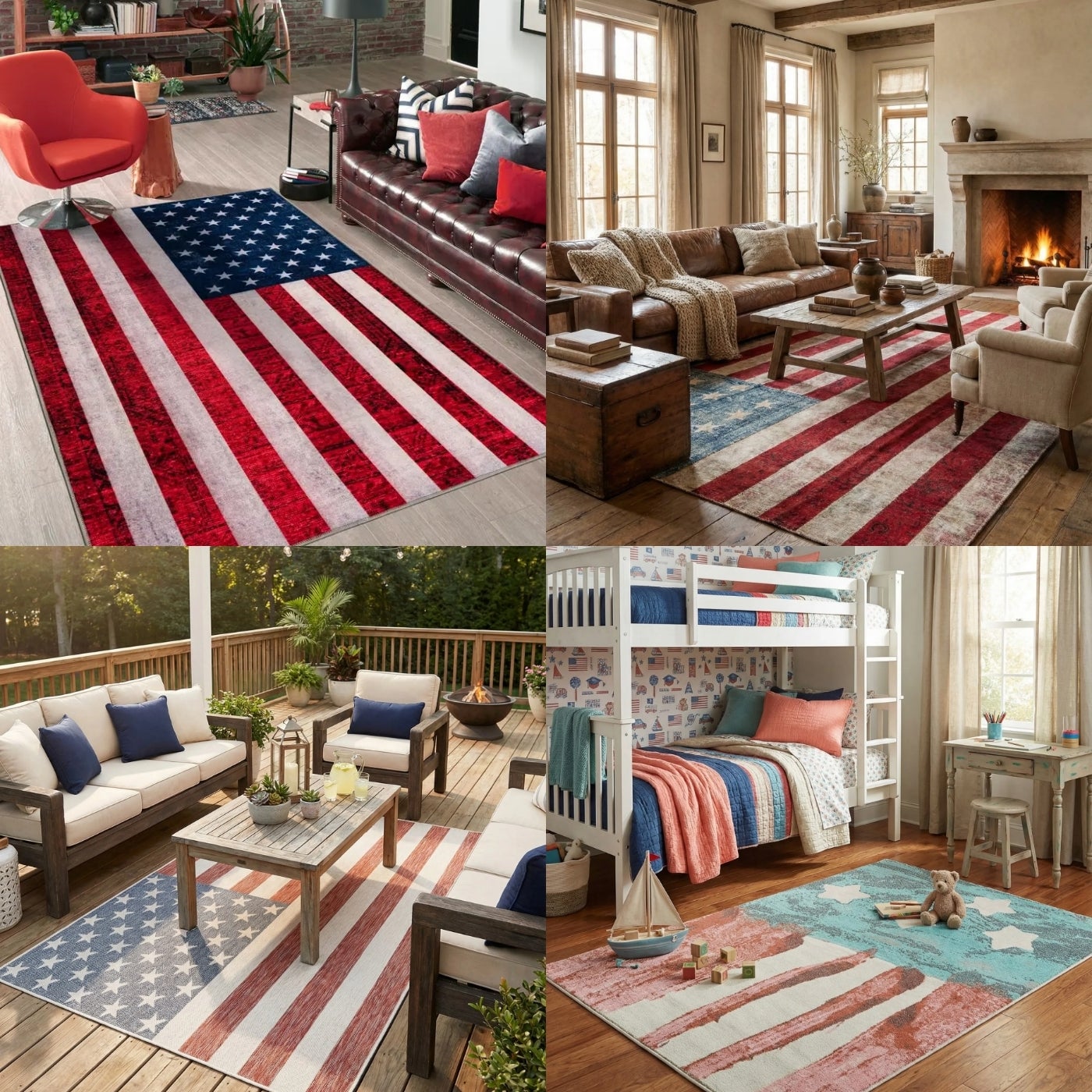 USA flag rug collage